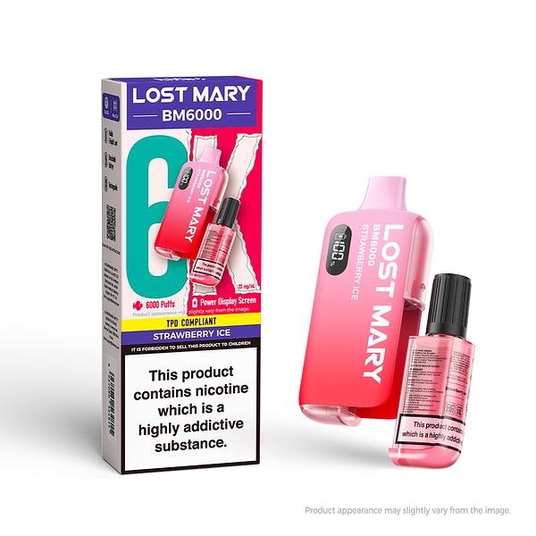 Lost Mary BM6000 Rechargeable Pod - Strawberry Ice [20MG]